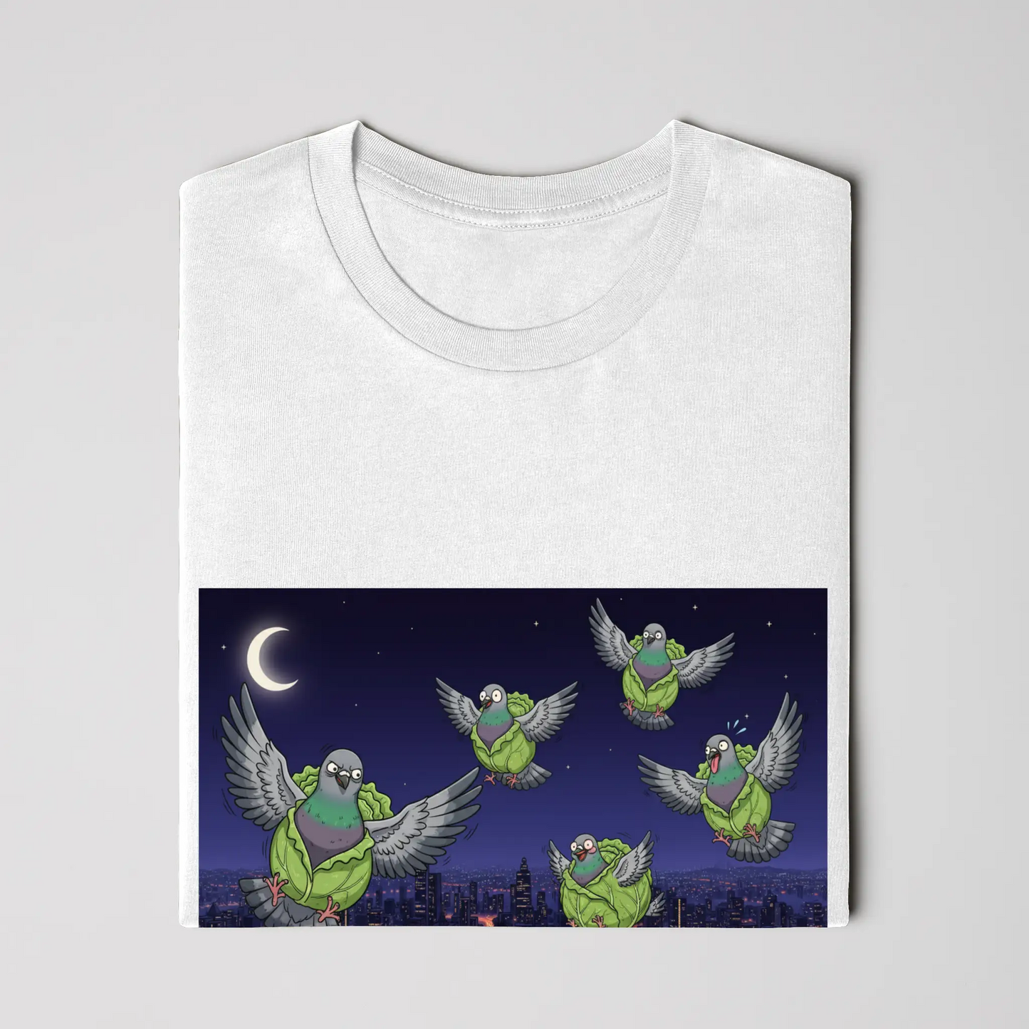 Snackimals Cabbage Pigeon Nights Tee - Stay fresh. Fly weird.