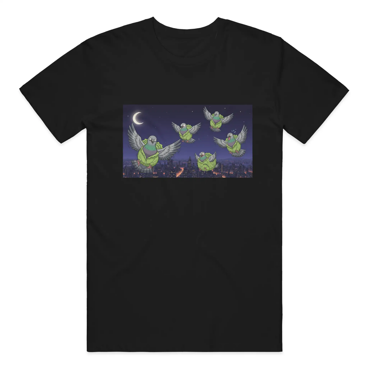 Snackimals Cabbage Pigeon Nights Tee - Stay fresh. Fly weird.