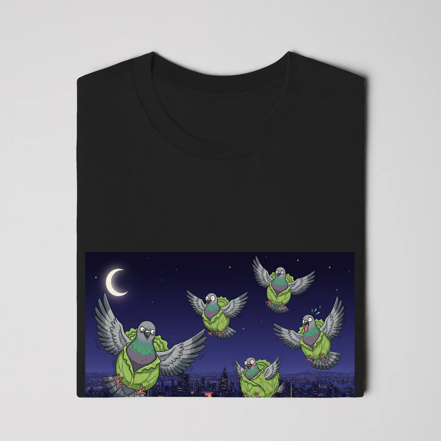 Snackimals Cabbage Pigeon Nights Tee - Stay fresh. Fly weird.