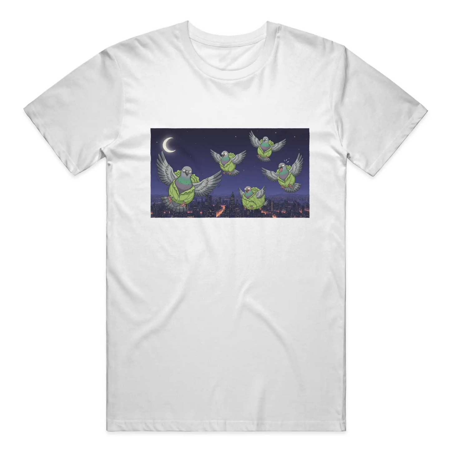 Snackimals Cabbage Pigeon Nights Tee - Stay fresh. Fly weird.