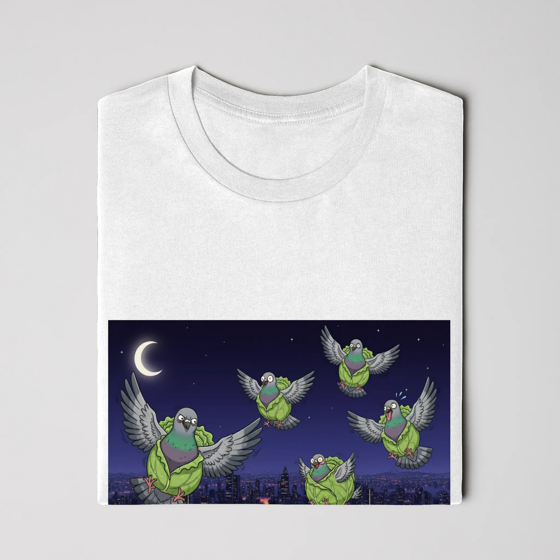 Snackimals Cabbage Pigeon Nights Tee - Stay fresh. Fly weird.